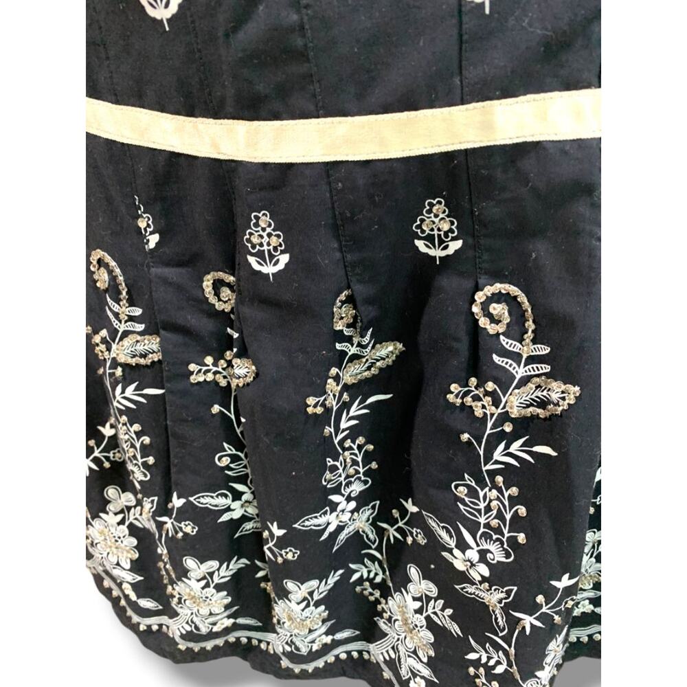 Size 14 Torrid New A-Line Sequin Embellished Black Skirt White Floral - Picture 3 of 11